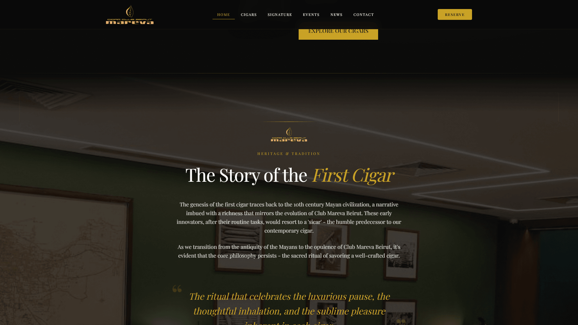 Cigar brand showcase section