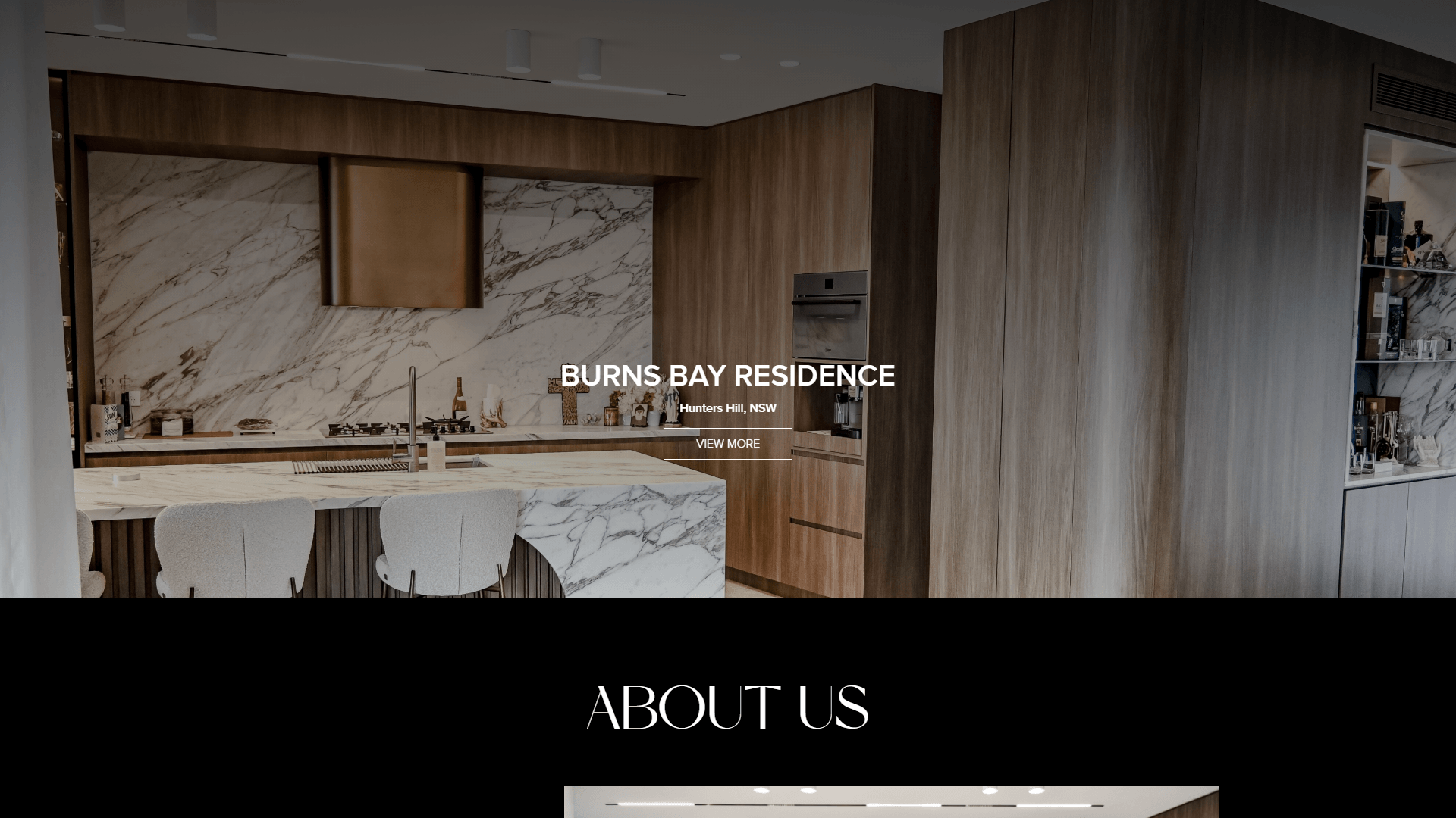 Burns Bay Residence custom joinery and About section