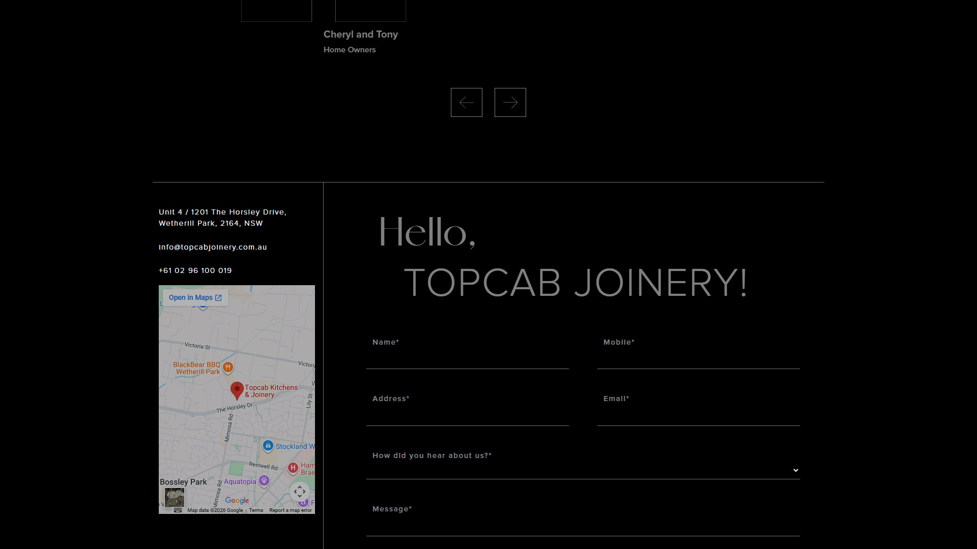 Contact and footer section