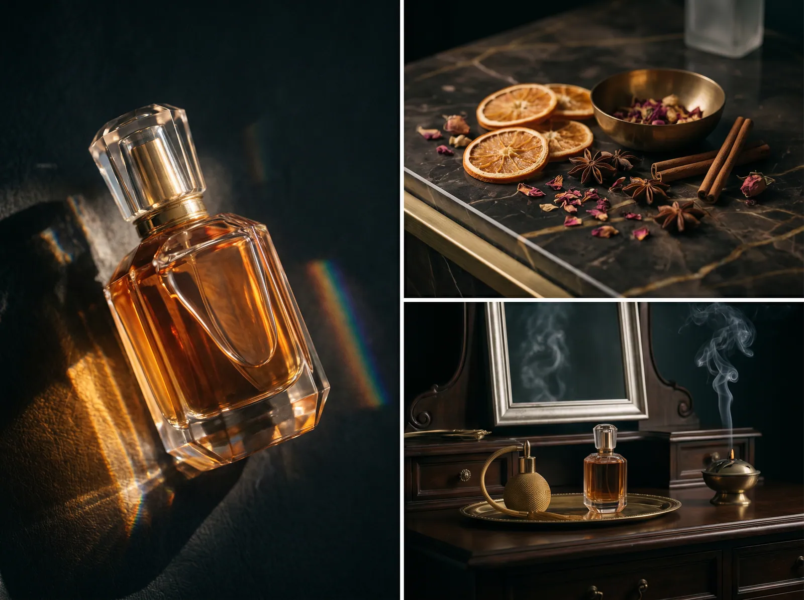 Crystal perfume bottle macro